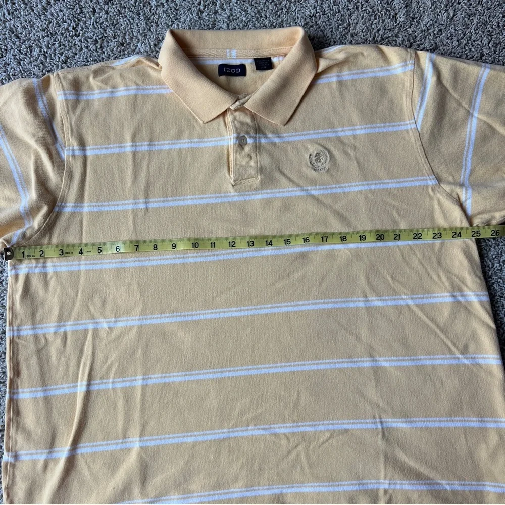 Men’s Yellow Izod Golf Shirt Size XXL Collared Striped B9